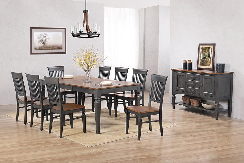 Sunset Trading - Dakota 6 Piece 60-78in Expanding Dining Table Set with 8 Slat Back Chairs  - Distressed Brown and Ash Gray - DLU-DK4078-C70-SB10P veiw 4