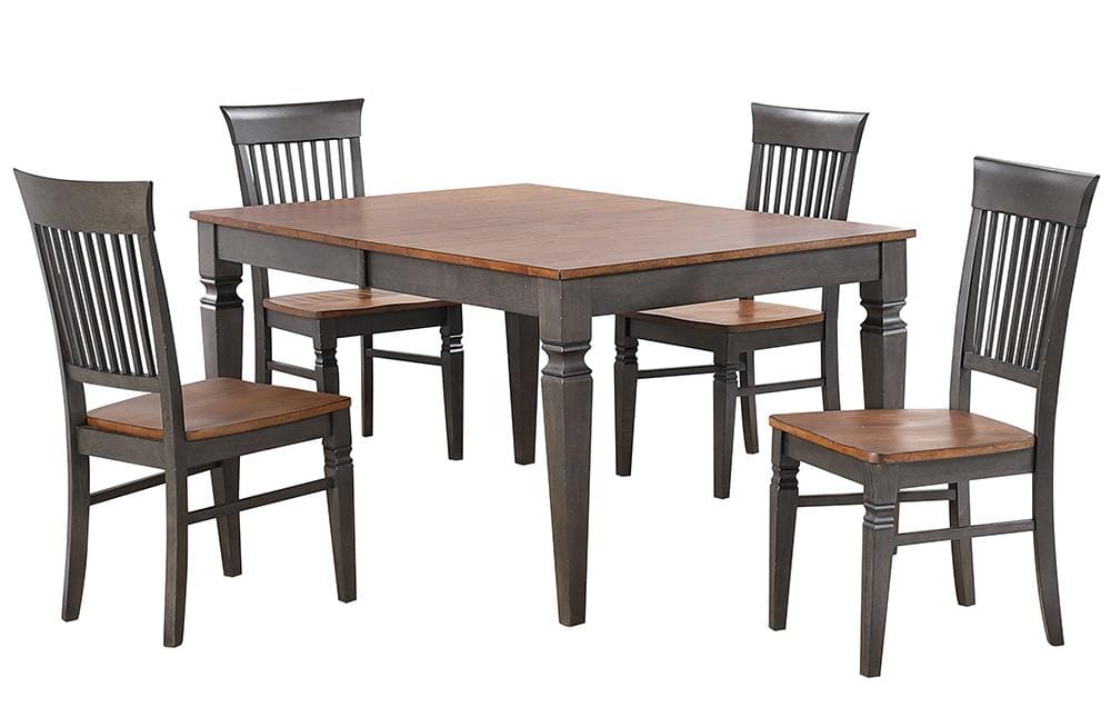 Sunset Trading - Dakota 60-78in Rectangular Expandable Butterfly Leaf Dining Table Set with 4 Slat Back Chairs  - Distressed Brown and Ash Gray - DLU-DK4078-C70-5P veiw 1
