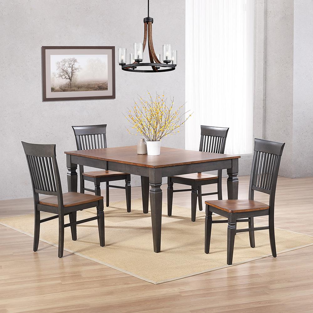 Sunset Trading - Dakota 60-78in Rectangular Expandable Butterfly Leaf Dining Table Set with 4 Slat Back Chairs  - Distressed Brown and Ash Gray - DLU-DK4078-C70-5P veiw 3