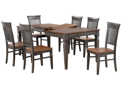 Sunset Trading - Dakota 60-78in Rectangular Expandable Butterfly Leaf Dining Table Set with 6 Slat Back Chairs  - Distressed Brown and Ash Gray - DLU-DK4078-C70-7P veiw 1