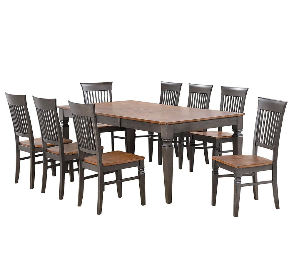 Sunset Trading - Dakota 60-78in Rectangular Expandable Butterfly Leaf Dining Table Set with 8 Slat Back Chairs  - Distressed Brown and Ash Gray - DLU-DK4078-C70-9P veiw 1