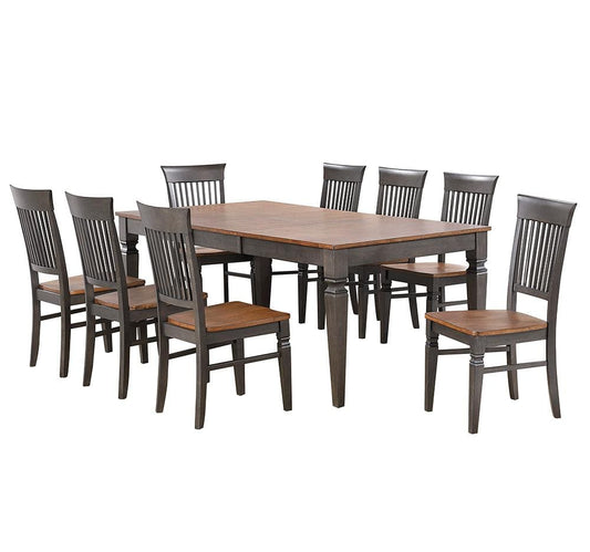 Sunset Trading - Dakota 60-78in Rectangular Expandable Butterfly Leaf Dining Table Set with 8 Slat Back Chairs  - Distressed Brown and Ash Gray - DLU-DK4078-C70-9P veiw 1