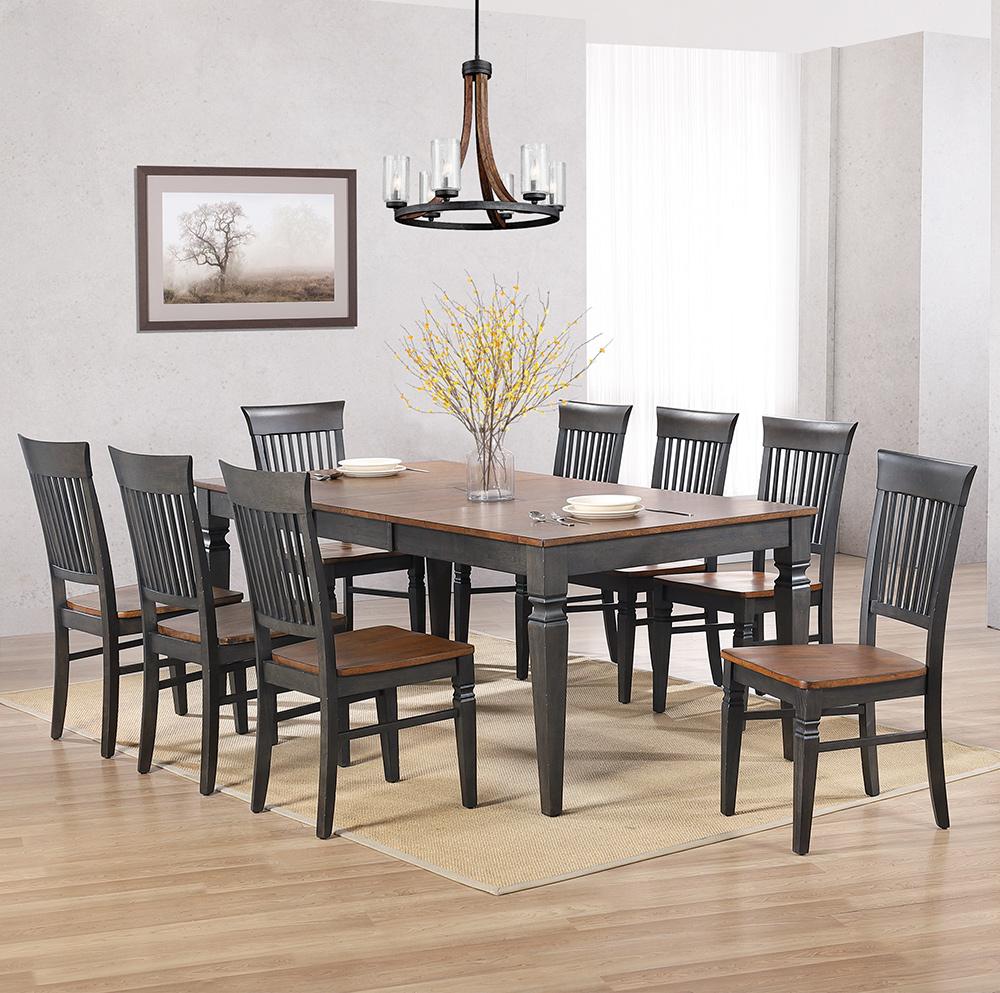 Sunset Trading - Dakota 60-78in Rectangular Expandable Butterfly Leaf Dining Table Set with 8 Slat Back Chairs  - Distressed Brown and Ash Gray - DLU-DK4078-C70-9P veiw 3