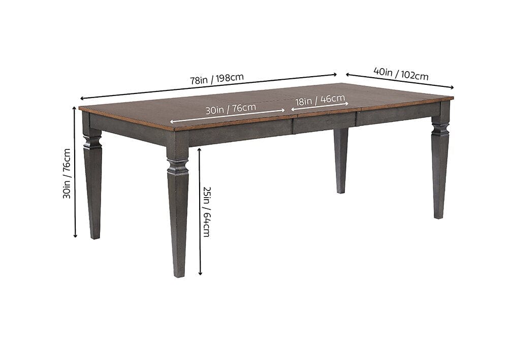 Sunset Trading - Dakota 60-78in Rectangular Expandable Butterfly Leaf Dining Table  - Distressed Brown and Ash Gray - DLU-DK4078-TA veiw 2