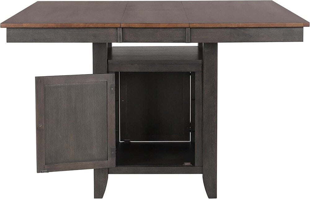 Sunset Trading - Dakota 7 Piece Counter Height Extendable 42-54in Pub Dining Room Kitchen Bistro Table Set with Built in Storage Cabinet  - Distressed Brown and Ash Gray - DLU-DK5454C-B70-7P veiw 2