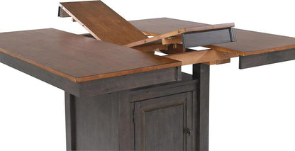 Sunset Trading - Dakota 7 Piece Counter Height Extendable 42-54in Pub Dining Room Kitchen Bistro Table Set with Built in Storage Cabinet  - Distressed Brown and Ash Gray - DLU-DK5454C-B70-7P veiw 3