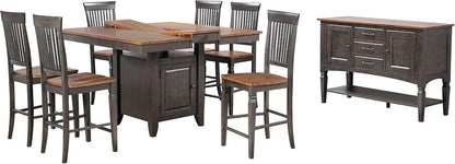 Sunset Trading - Dakota 8 PC Counter Height Extendable 42-54in Pub Dining Table Set with Built in Storage  - Distressed Brown and Ash Gray - DLU-DK5454C-B70-SB8P veiw 1