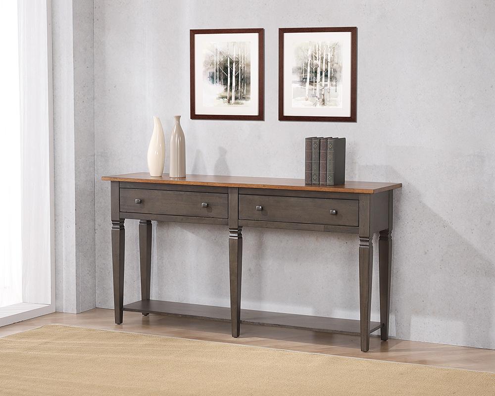 Sunset Trading - Dakota Console Table with Drawers and Storage Shelf  - Distressed Brown and Ash Gray - DLU-DK-2304-TA veiw 5