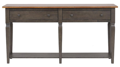 Sunset Trading - Dakota Console Table with Drawers and Storage Shelf  - Distressed Brown and Ash Gray - DLU-DK-2304-TA veiw 6