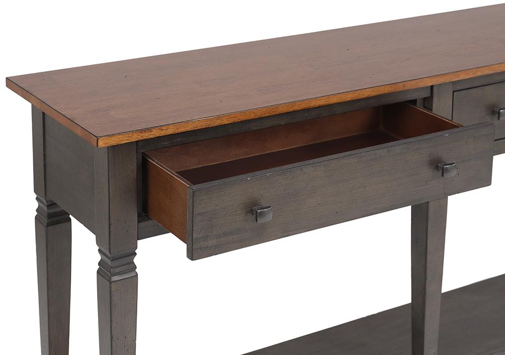 Sunset Trading - Dakota Console Table with Drawers and Storage Shelf  - Distressed Brown and Ash Gray - DLU-DK-2304-TA veiw 8