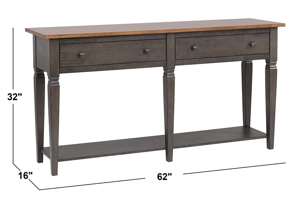 Sunset Trading - Dakota Console Table with Drawers and Storage Shelf  - Distressed Brown and Ash Gray - DLU-DK-2304-TA veiw 12