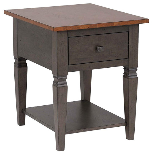 Sunset Trading - Dakota Living Room End Table with Drawer and Shelf Storage  - Distressed Brown and Ash Gray - DLU-DK-2302-TA veiw 1