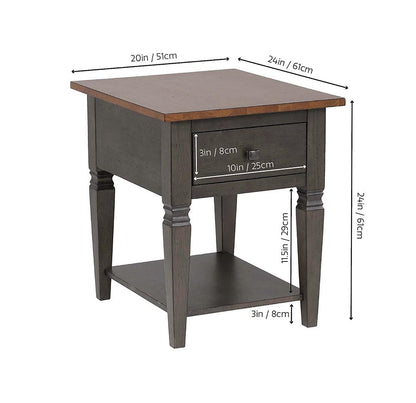 Sunset Trading - Dakota Living Room End Table with Drawer and Shelf Storage  - Distressed Brown and Ash Gray - DLU-DK-2302-TA veiw 3