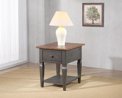 Sunset Trading - Dakota Living Room End Table with Drawer and Shelf Storage  - Distressed Brown and Ash Gray - DLU-DK-2302-TA veiw 4