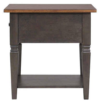 Sunset Trading - Dakota Living Room End Table with Drawer and Shelf Storage  - Distressed Brown and Ash Gray - DLU-DK-2302-TA veiw 6