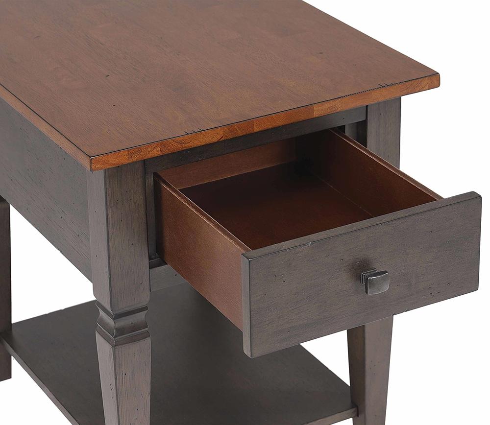 Sunset Trading - Dakota Living Room End Table with Drawer and Shelf Storage  - Distressed Brown and Ash Gray - DLU-DK-2302-TA veiw 7