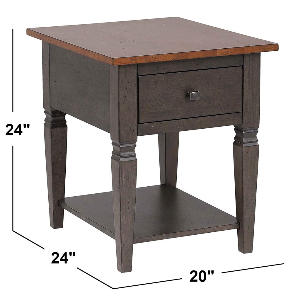 Sunset Trading - Dakota Living Room End Table with Drawer and Shelf Storage  - Distressed Brown and Ash Gray - DLU-DK-2302-TA veiw 11