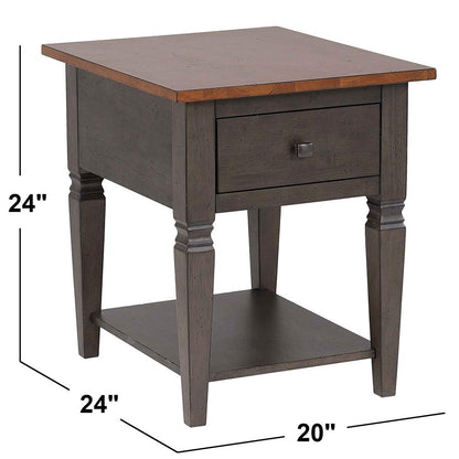 Sunset Trading - Dakota Living Room End Table with Drawer and Shelf Storage  - Distressed Brown and Ash Gray - DLU-DK-2302-TA veiw 11