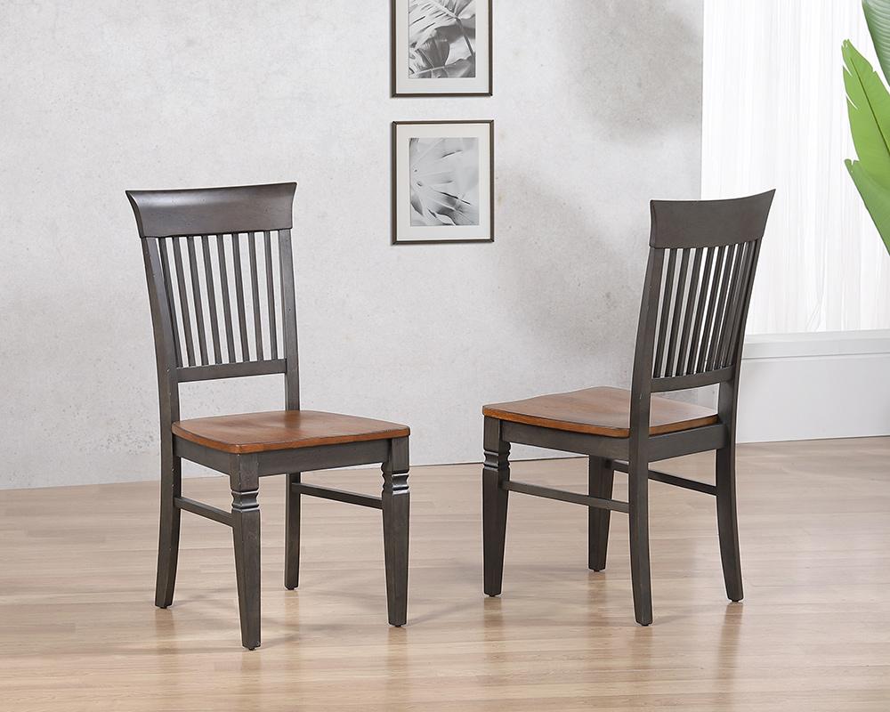 Sunset Trading - Dakota Slat Back Armless Dining Chairs (Set of 2) - Distressed Brown and Ash Gray - DLU-DK-C70-TA-2 veiw 1