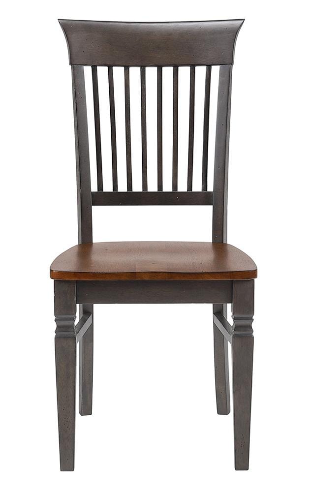 Sunset Trading - Dakota Slat Back Armless Dining Chairs (Set of 2) - Distressed Brown and Ash Gray - DLU-DK-C70-TA-2 veiw 2