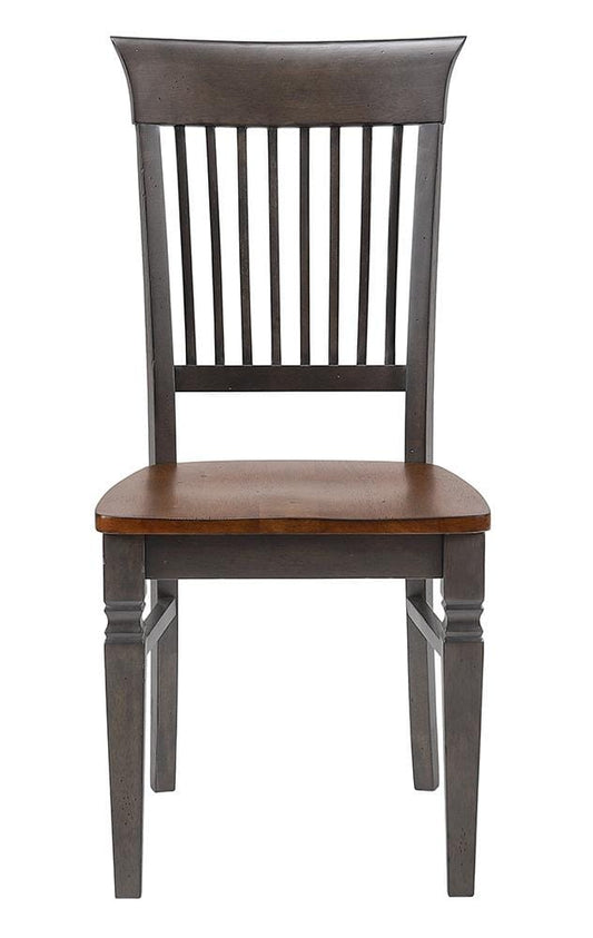 Sunset Trading - Dakota Slat Back Armless Dining Chairs (Set of 2) - Distressed Brown and Ash Gray - DLU-DK-C70-TA-2 veiw 2