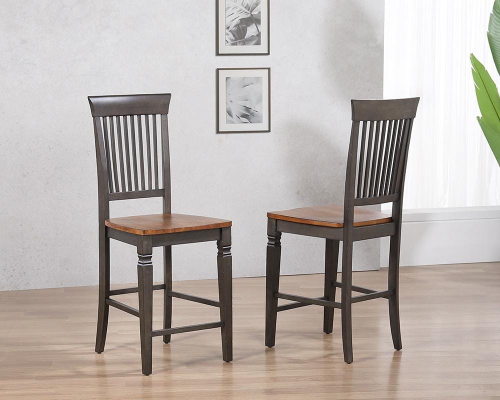 Sunset Trading - Dakota Slat Back Bartools (Set of 2) - Distressed Brown and Ash Gray - DLU-DK-B70-TA-2 veiw 1