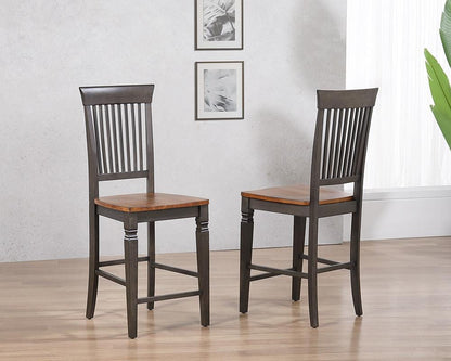 Sunset Trading - Dakota Slat Back Bartools (Set of 2) - Distressed Brown and Ash Gray - DLU-DK-B70-TA-2 veiw 1
