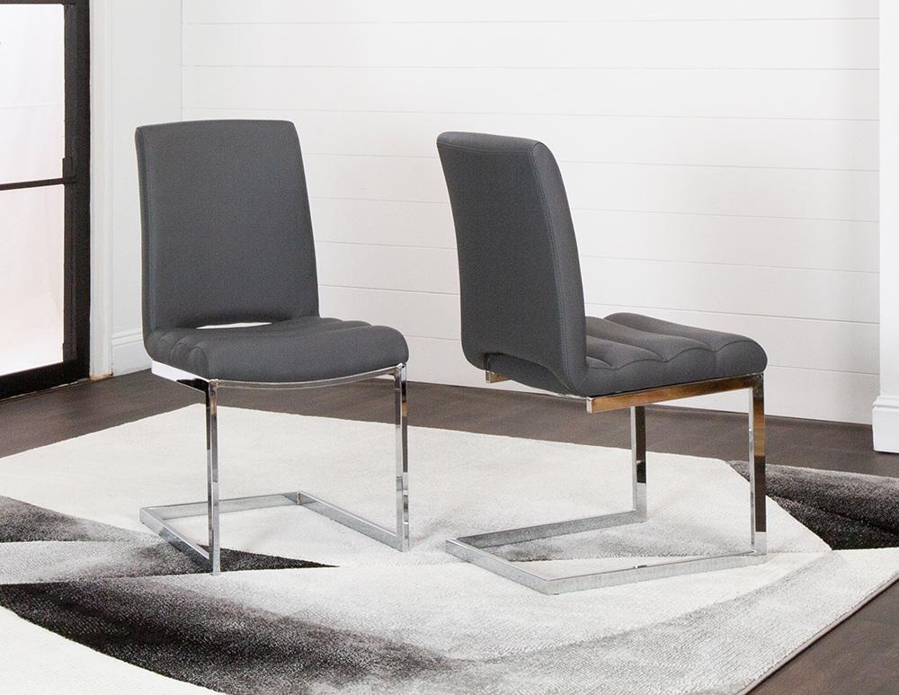 Sunset Trading - Delta Upholstered Fabric Dining Chairs (Set of 2) - Dark Gray/Silver Chrome Legs - CR-G5115-05-2 veiw 1