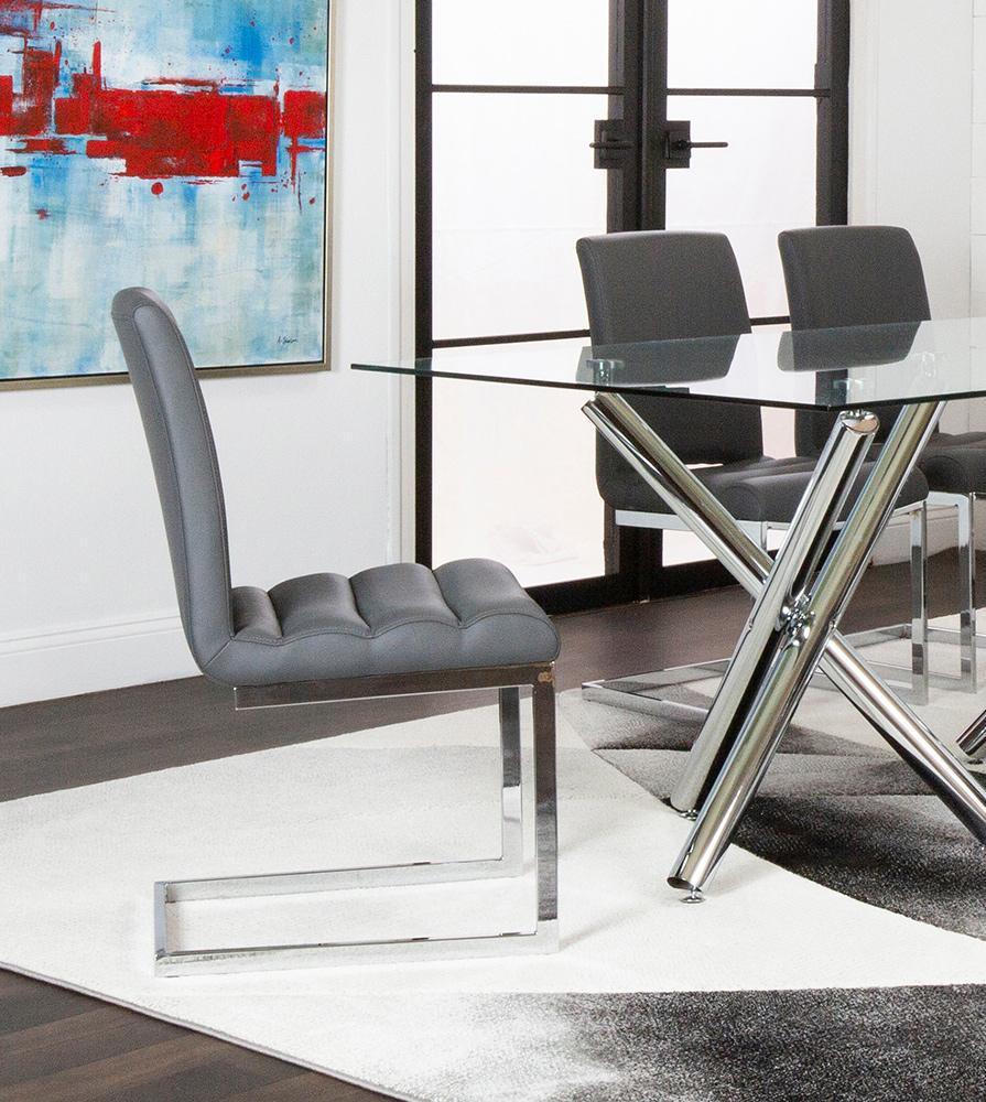 Sunset Trading - Delta Upholstered Fabric Dining Chairs (Set of 2) - Dark Gray/Silver Chrome Legs - CR-G5115-05-2 veiw 3