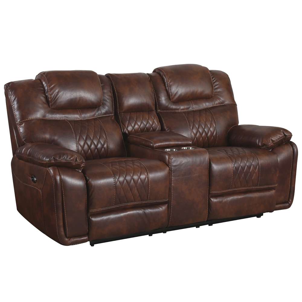 Sunset Trading -  Diamond Power Dual Reclining Loveseat Brown Leather - SU-ZY5018A002-H246 veiw 1