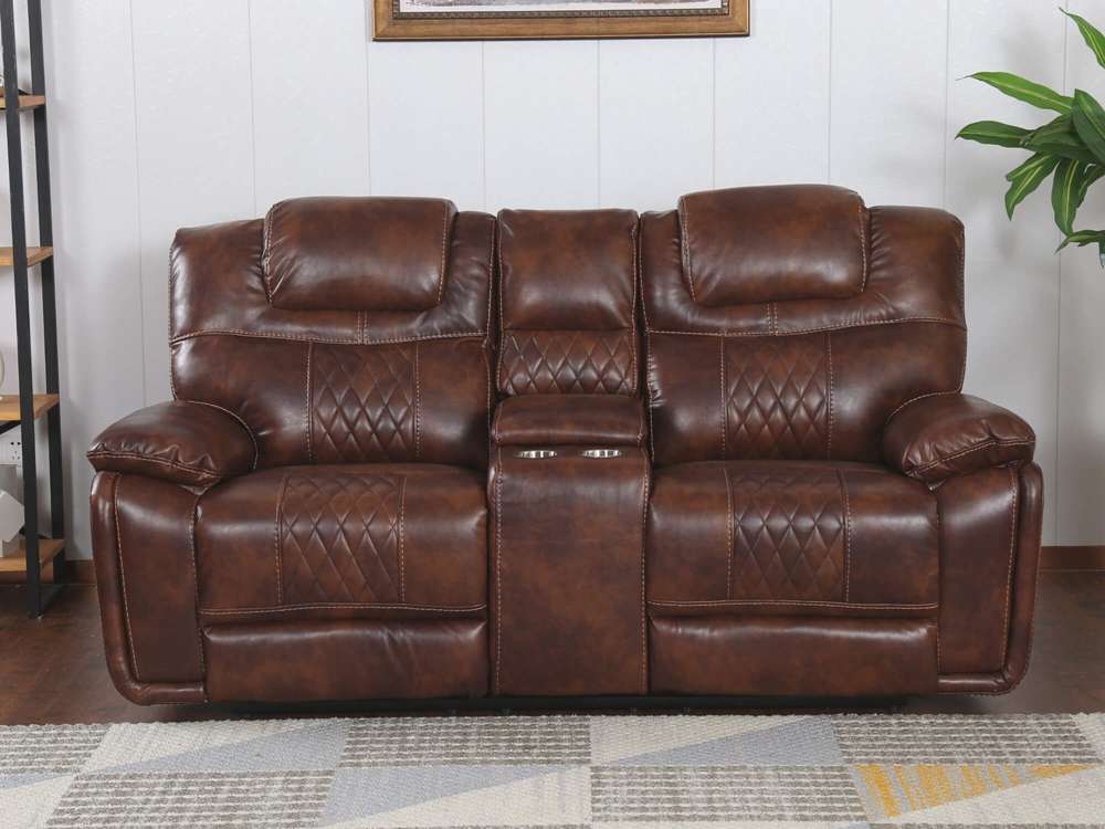 Sunset Trading -  Diamond Power Dual Reclining Loveseat Brown Leather - SU-ZY5018A002-H246 veiw 4