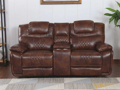 Sunset Trading -  Diamond Power Dual Reclining Loveseat Brown Leather - SU-ZY5018A002-H246 veiw 4