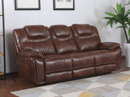 Sunset Trading -  Diamond Power Dual Reclining Sofa Brown Leather - SU-ZY5018A003-H246 veiw 2
