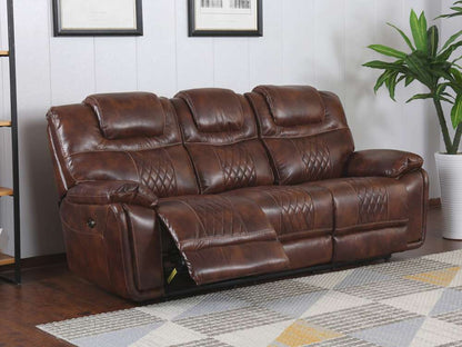 Sunset Trading -  Diamond Power Dual Reclining Sofa Brown Leather - SU-ZY5018A003-H246 veiw 3
