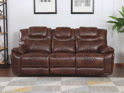 Sunset Trading -  Diamond Power Dual Reclining Sofa Brown Leather - SU-ZY5018A003-H246 veiw 4