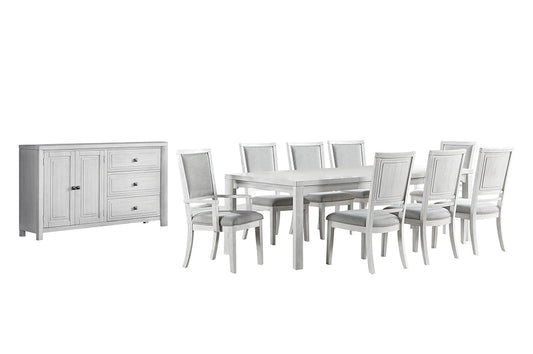 Sunset Trading - Dover 10PC 60-78-96in Rectangular Expandable Dining Table Set  - Cerused Dove White - AG-638-096-90106-89410P veiw 1