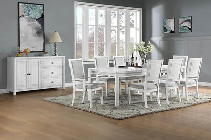 Sunset Trading - Dover 10PC 60-78-96in Rectangular Expandable Dining Table Set  - Cerused Dove White - AG-638-096-90106-89410P veiw 3