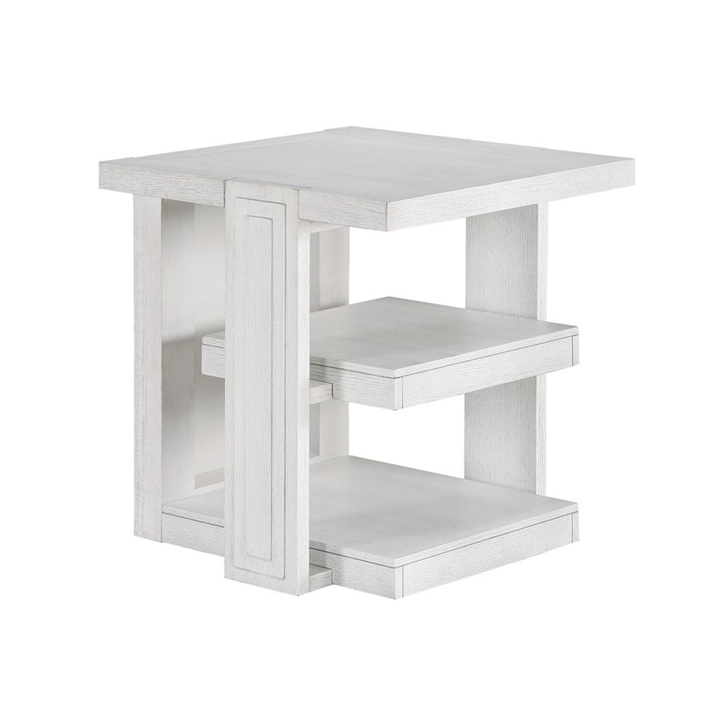 Sunset Trading - Dover 24” Large Square Side End Table with Storage Shelves  - Cerused Dove White - AG-638-809 veiw 1