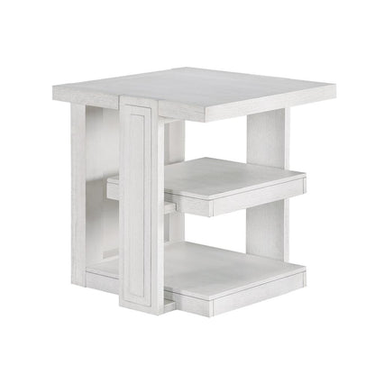 Sunset Trading - Dover 24” Large Square Side End Table with Storage Shelves  - Cerused Dove White - AG-638-809 veiw 1