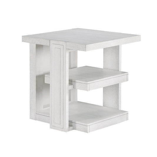 Sunset Trading - Dover 24” Large Square Side End Table with Storage Shelves  - Cerused Dove White - AG-638-809 veiw 1