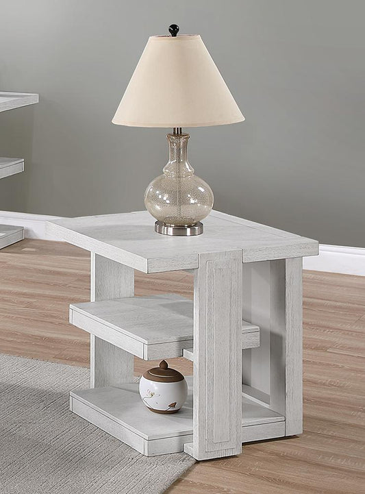 Sunset Trading - Dover 24” Large Square Side End Table with Storage Shelves  - Cerused Dove White - AG-638-809 veiw 2