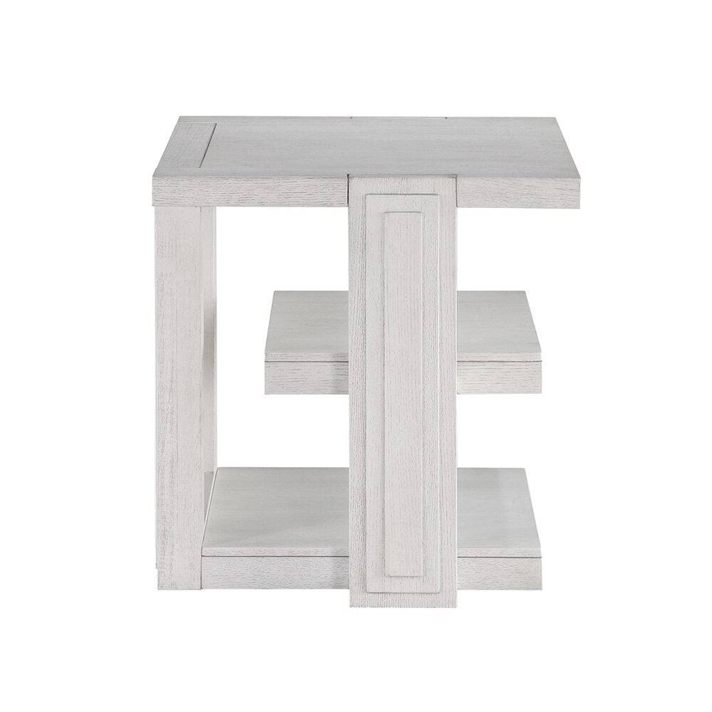 Sunset Trading - Dover 24” Large Square Side End Table with Storage Shelves  - Cerused Dove White - AG-638-809 veiw 3