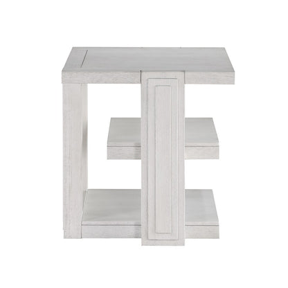 Sunset Trading - Dover 24” Large Square Side End Table with Storage Shelves  - Cerused Dove White - AG-638-809 veiw 3