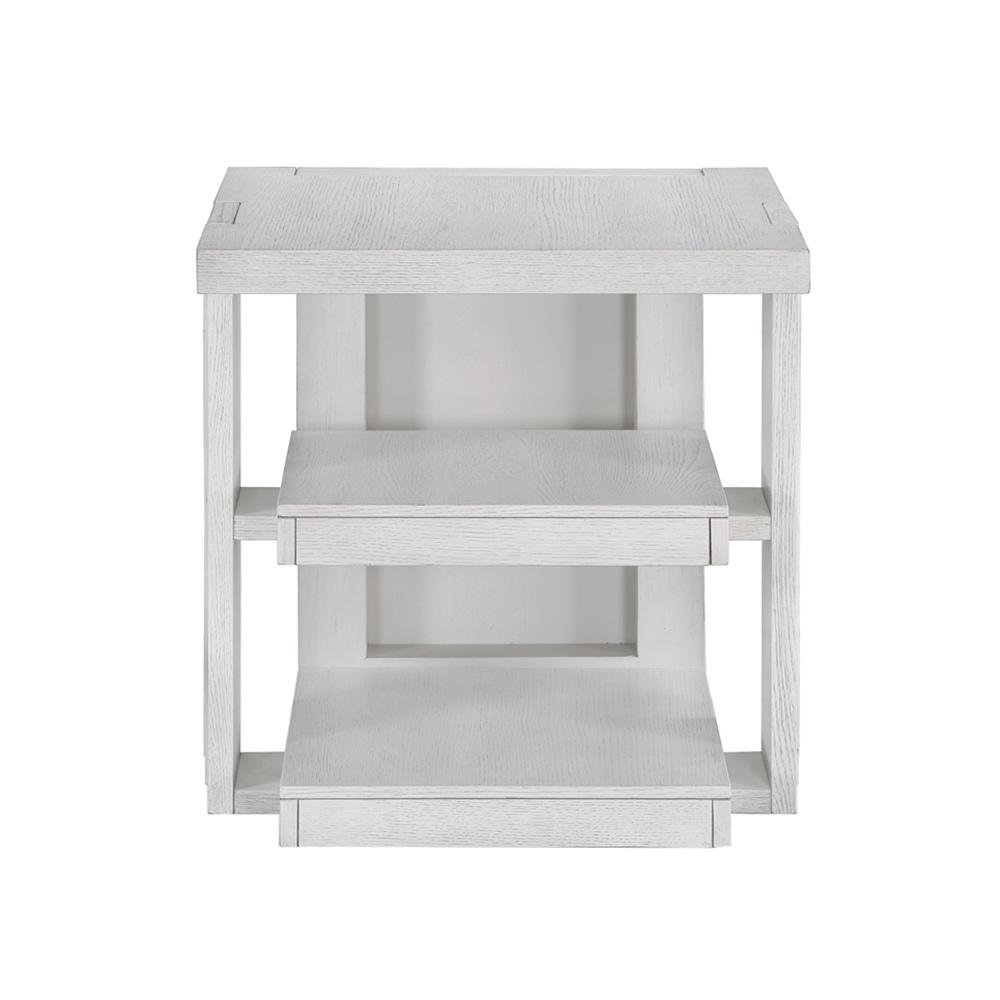 Sunset Trading - Dover 24” Large Square Side End Table with Storage Shelves  - Cerused Dove White - AG-638-809 veiw 4