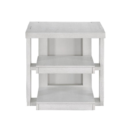Sunset Trading - Dover 24” Large Square Side End Table with Storage Shelves  - Cerused Dove White - AG-638-809 veiw 4