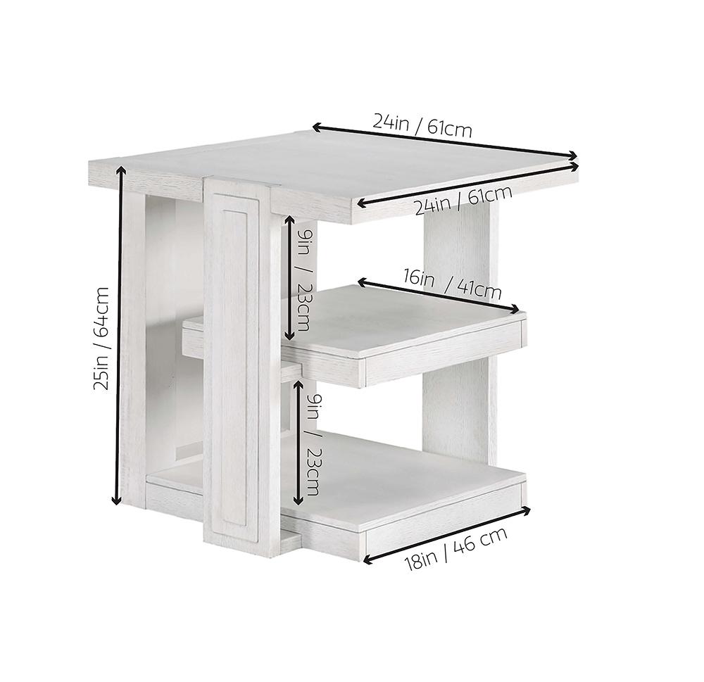 Sunset Trading - Dover 24” Large Square Side End Table with Storage Shelves  - Cerused Dove White - AG-638-809 veiw 8