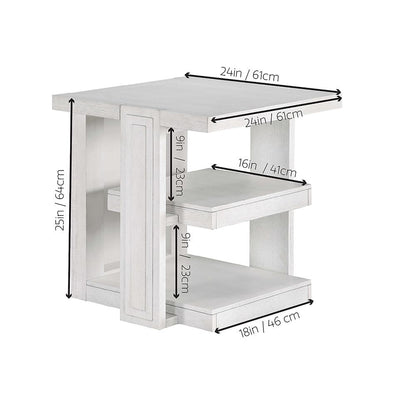 Sunset Trading - Dover 24” Large Square Side End Table with Storage Shelves  - Cerused Dove White - AG-638-809 veiw 8