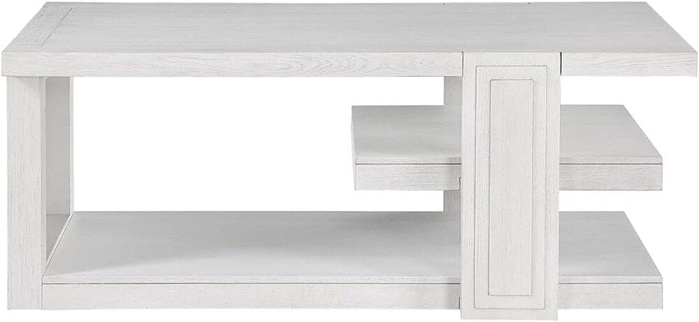 Sunset Trading - Dover 30” x 50” Wide Rectangular Coffee Cocktail Table with Storage Shelves  - Cerused Dove White - AG-638-819 veiw 3