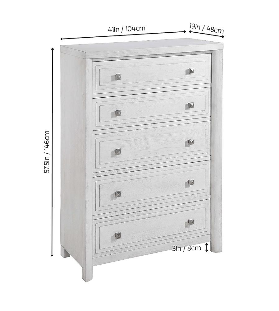 Sunset Trading - Dover 5 Drawer 58in Tall Chest  - Cerused Dove White - AG-638-681N veiw 5