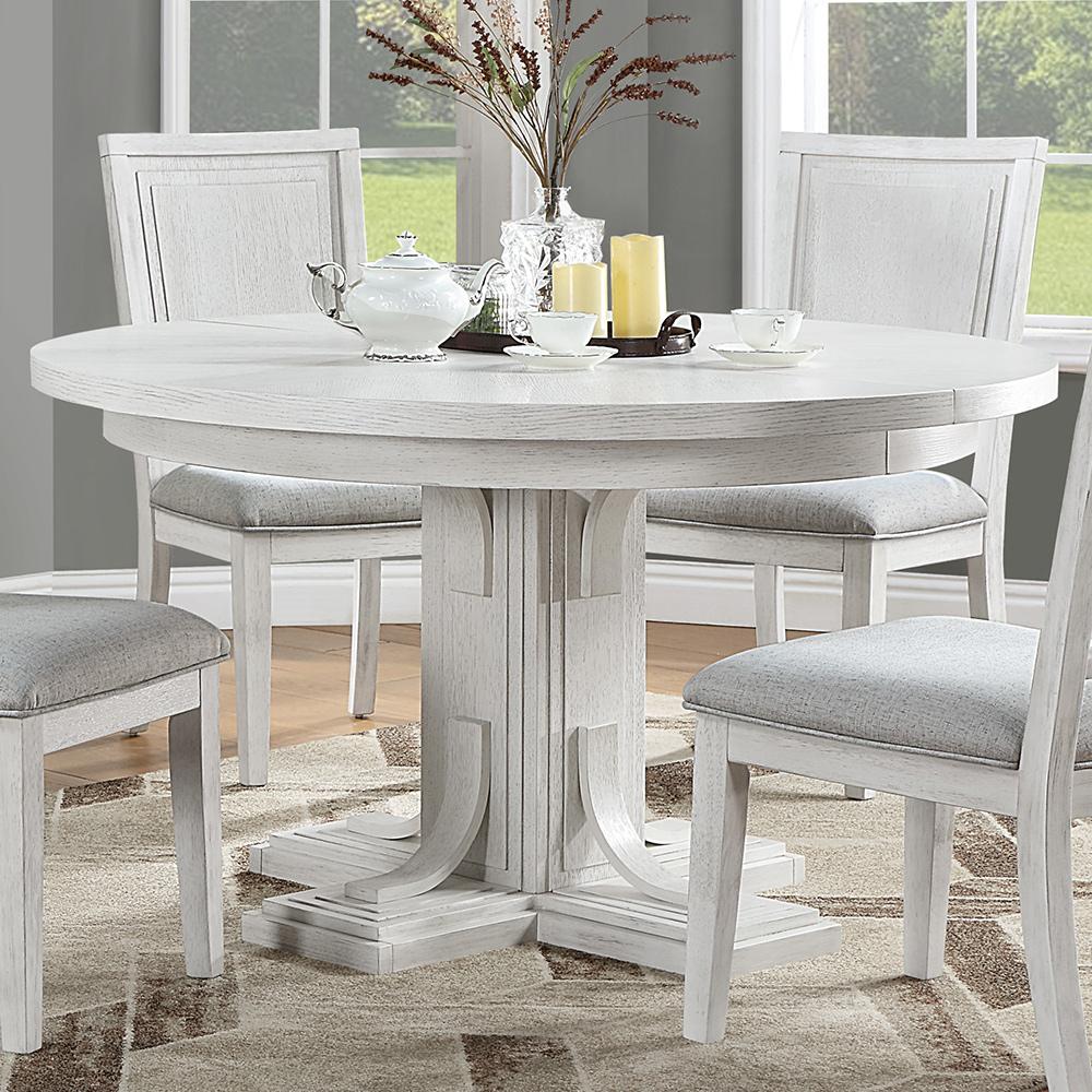 Sunset Trading - Dover 54 Round to 72in Oval Expandable Pedestal Dining Table  - Cerused Dove White - AG-638-072TB veiw 2